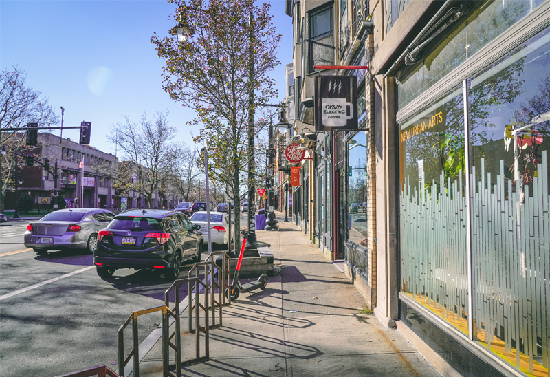 local providence street with small businesses